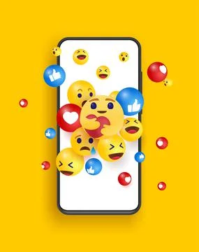 Emojis jumping of a Smartphone vector illustration. Technology, communication Stock-Illustration