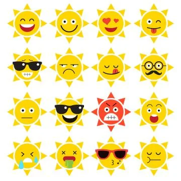 Emojis. sun. sunlight. Stock Illustration