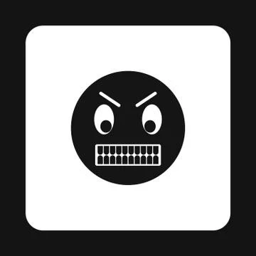 Emoticon in anger icon, simple style 库存插图