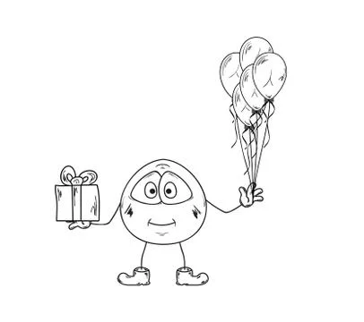 Emoticon with balloons and present Stock-Illustration