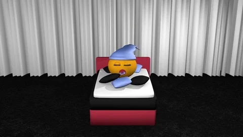 Emoticon with blue sleep cap Stock Footage 79402511