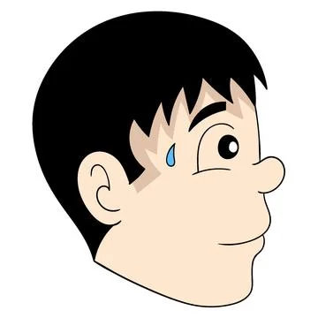 Emoticon boy head expression scared worried face Illustrazione stock