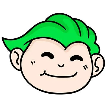 Emoticon of a boy head with a friendly face with a happy smile, doodle icon i Stock Illustration