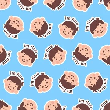 Emoticon boy pattern fine cute face Stock Illustration