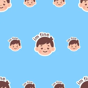 Emoticon boy pattern text blue seamless Illustrazione stock