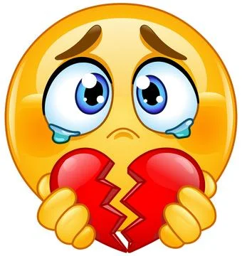 Emoticon with Broken Heart Stock Illustration