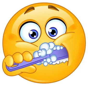 Emoticon brushing teeth Stock Illustration