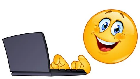 Emoticon with computer Illustrazione stock