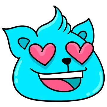 Emoticon of a creature's head with an amazed face in love, doodle icon image Illustrazione stock