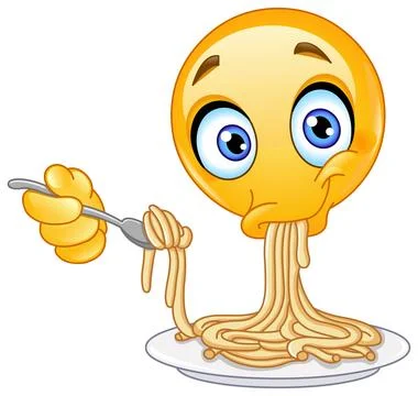 Emoticon Eating Spaghetti Illustrazione stock