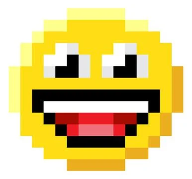 Emoticon Face Pixel Art 8 Bit Video Game Icon Stock Illustration