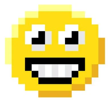 Emoticon Face Pixel Art 8 Bit Video Game Icon Stock Illustration