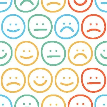 Emoticon Faces Dithered Seamless Pattern. Vector seamless dithering pixel s.. Stock Illustration