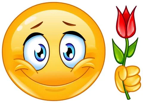 Emoticon with flower Stock Illustration