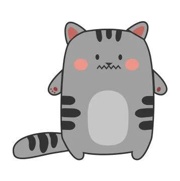 Emoticon gray cat - squared Stock Illustration