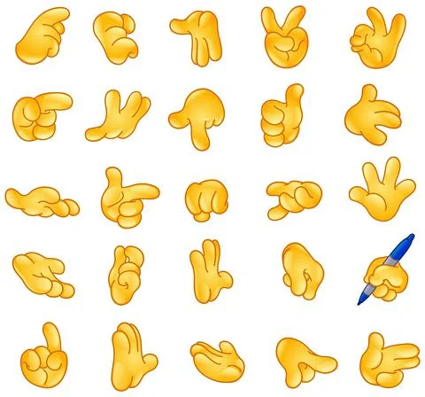 Emoticon hand set Illustrazione stock