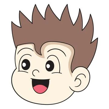 Emoticon head boy with cool spiky style is laughing Stock Illustration