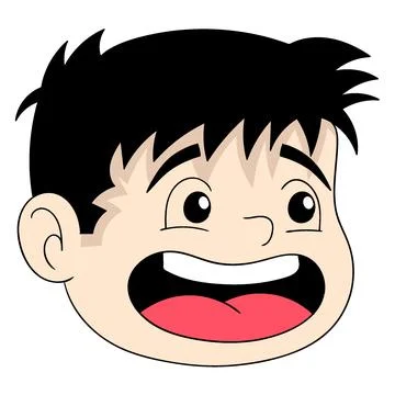 Emoticon head handsome boy face laughing happy Stock Illustration