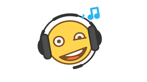 smiley wearing headphones