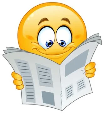 Emoticon with newspaper Stock Illustration