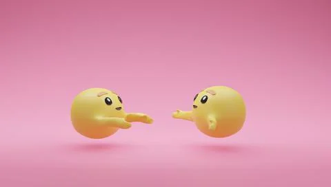 Emoticon open arms request for hug 3D render illustration Stock Illustration
