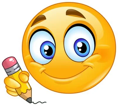 Emoticon with Pencil Stock Illustration