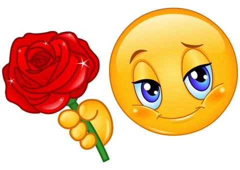 Emoticon with rose Stock Illustration