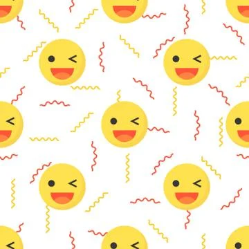 Emoticon seamless pattern, flat design for use as wallpaper or background Stockillustratie