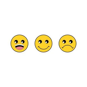 Emoticon set. Yellow face with different emotions. smile icon emoji Stock Illustration