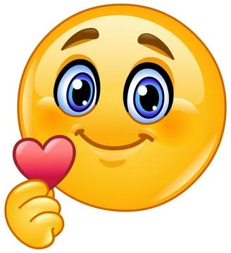 Emoticon with Small Heart Stock Illustration