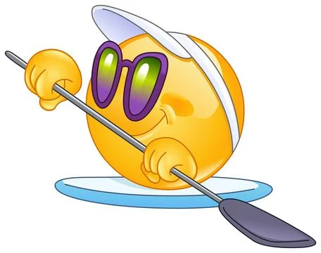 Emoticon on Sup Paddleboard Stock Illustration
