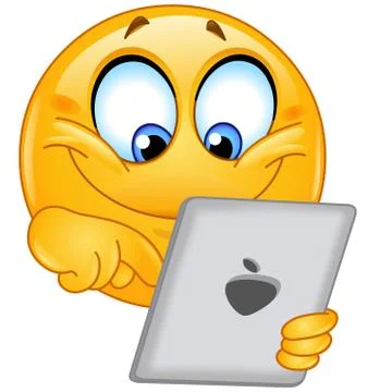 Emoticon with tablet Stock Illustration
