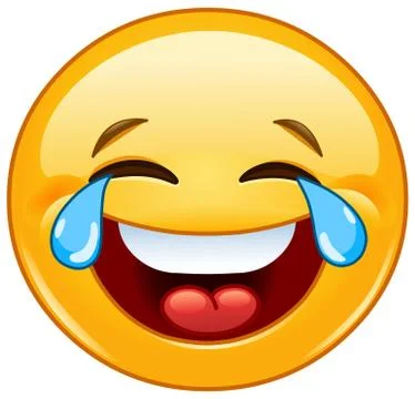 Emoticon with tears of joy Stock Illustration