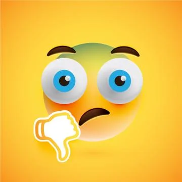 Emoticon with thumbs down, vector illustration 스톡 일러스트