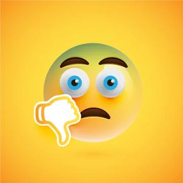 Emoticon with thumbs down, vector illustration 스톡 일러스트