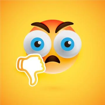 Emoticon with thumbs down, vector illustration Illustrazione stock