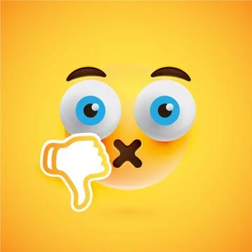 Emoticon with thumbs down, vector illustration Illustrazione stock