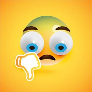 Emoticon with thumbs down, vector illustration Illustrazione stock