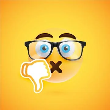 Emoticon with thumbs down, vector illustration 스톡 일러스트