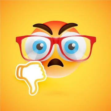 Emoticon with thumbs down, vector illustration Illustrazione stock