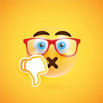 Emoticon with thumbs down, vector illustration 스톡 일러스트