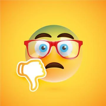 Emoticon with thumbs down, vector illustration Illustrazione stock