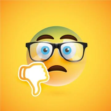 Emoticon with thumbs down, vector illustration 스톡 일러스트