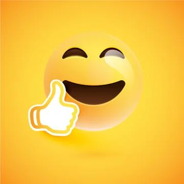 Emoticon with thumbs up, vector illustration Stock Illustration