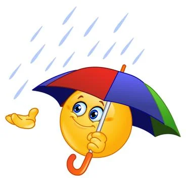 Emoticon with umbrella Stock Illustration