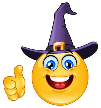 Emoticon with witch hat Stock Illustration