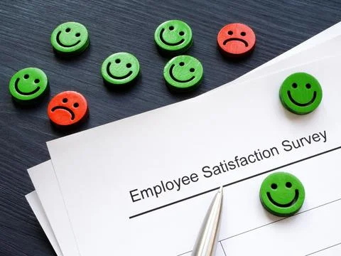 Emoticons and employee satisfaction survey. Stock Photos