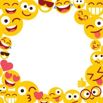 Emoticons and empty blank space for text. Photo frame with funny smileys Stockillustratie