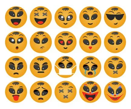Emoticons boy round set Stock Illustration