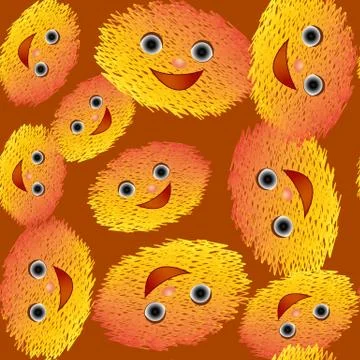 Emoticons cartoon with smile seamless pattern Stock Illustration